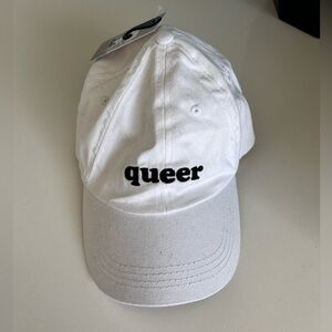 White Hat Baseball Cap “queer” Embroidered - Pride Month NWT